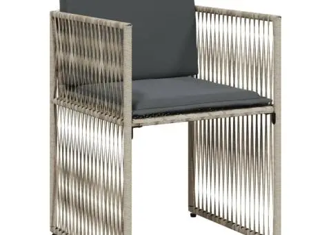 Set mobilier de grădină cu perne, 7 piese gri deschis poliratan - 5/5