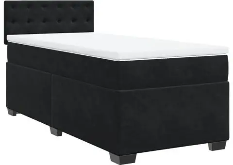 Pat box spring cu saltea, negru, 100x200 cm, catifea - 2/5