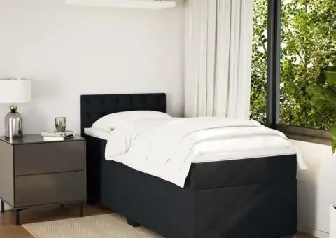 Pat box spring cu saltea, negru, 100x200 cm, catifea - 3/5