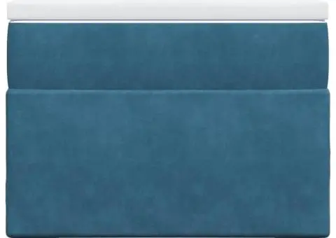 Pat box spring cu saltea, albastru închis, 90x200 cm, catifea - 4/5