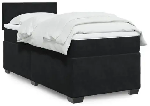Pat box spring cu saltea, negru, 80x200 cm, catifea - 1/5