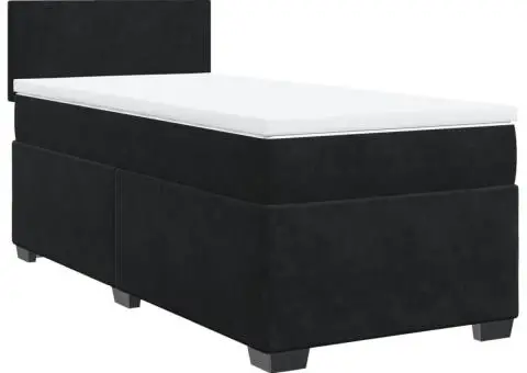 Pat box spring cu saltea, negru, 80x200 cm, catifea - 2/5