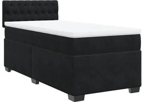 Pat box spring cu saltea, negru, 80x200 cm, catifea - 2/5