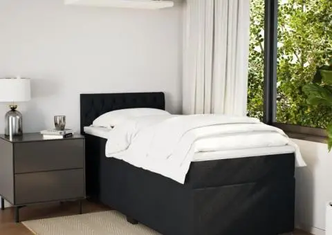 Pat box spring cu saltea, negru, 80x200 cm, catifea - 3/5