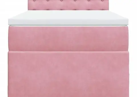 Pat box spring cu saltea, roz, 80x200 cm, catifea - 4/5