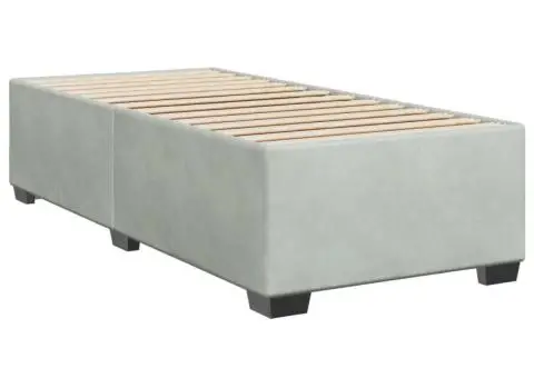 Pat box spring cu saltea, gri deschis, 90x190 cm, catifea - 5/5