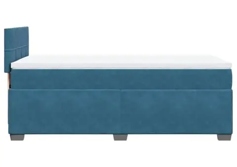 Pat continental cu saltea, albastru închis, 80x200 cm, catifea - 5/5