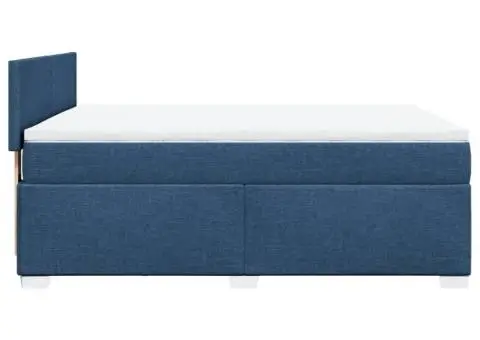 Pat continental cu saltea, albastru, 140x200cm, material textil - 5/5