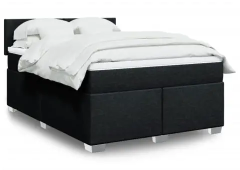 Pat box spring cu saltea, negru, 140x200 cm, textil - 1/5