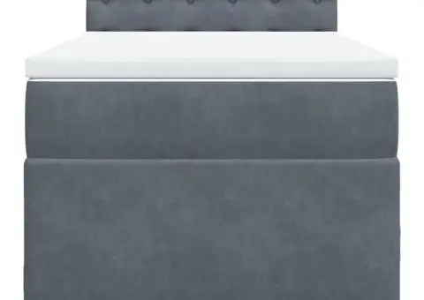 Pat box spring cu saltea, gri închis, 90x190 cm, catifea - 4/5