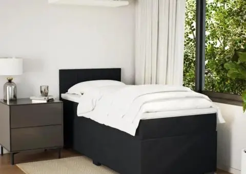 Pat box spring cu saltea, negru, 100x200 cm, catifea - 3/5