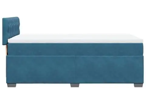 Pat continental cu saltea, albastru închis, 80x200 cm, catifea - 5/5