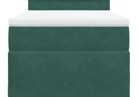 Pat box spring cu saltea, verde închis, 90x190 cm, catifea - 4/5