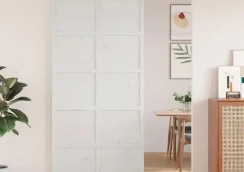 Ușă de hambar, alb, 100x208 cm, lemn masiv de pin - 1/5