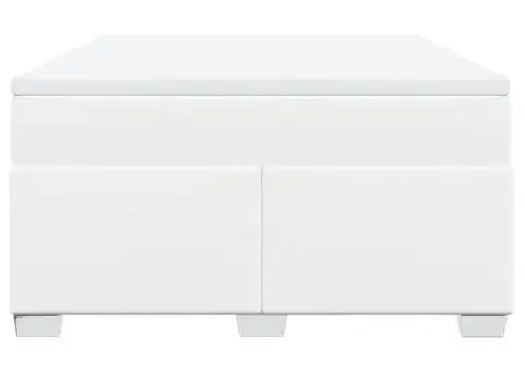 Pat box spring cu saltea, alb, 140x200 cm, piele ecologică - 4/5