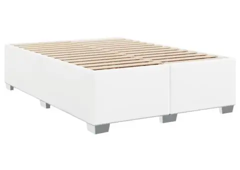 Pat box spring cu saltea, alb, 140x200 cm, piele ecologică - 5/5
