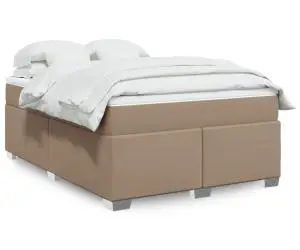 vidaXL Pat box spring cu saltea, cappuccino, 140x200cm piele ecologică