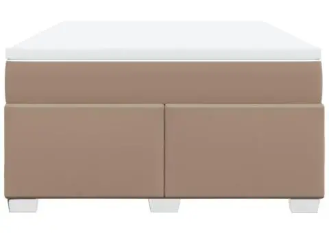 Pat box spring cu saltea, cappuccino, 140x200cm piele ecologică - 4/5