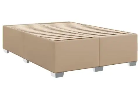 Pat box spring cu saltea, cappuccino, 140x200cm piele ecologică - 5/5