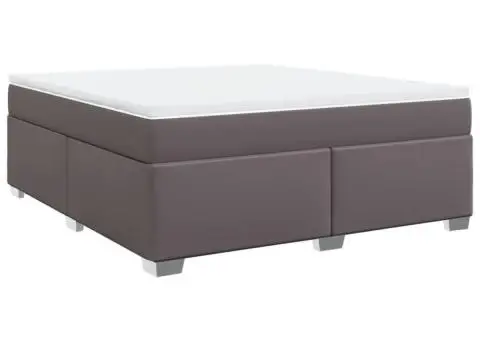 Pat box spring cu saltea, gri, 180x200 cm, piele ecologică - 2/5