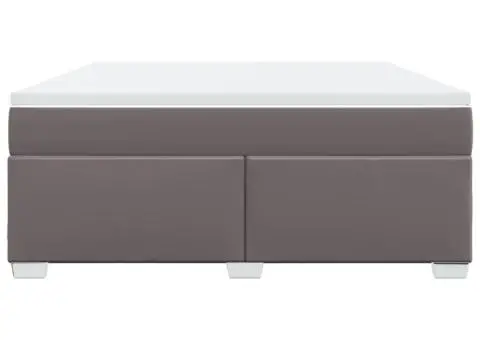Pat box spring cu saltea, gri, 180x200 cm, piele ecologică - 4/5
