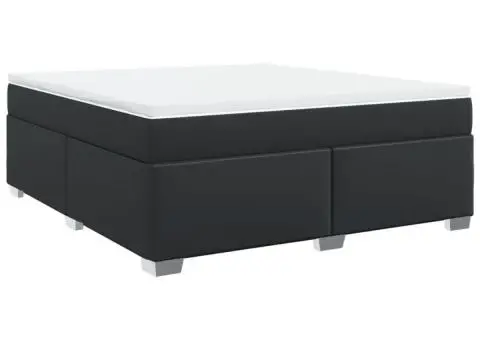 Pat box spring cu saltea, negru, 180x200 cm, piele ecologică - 2/5