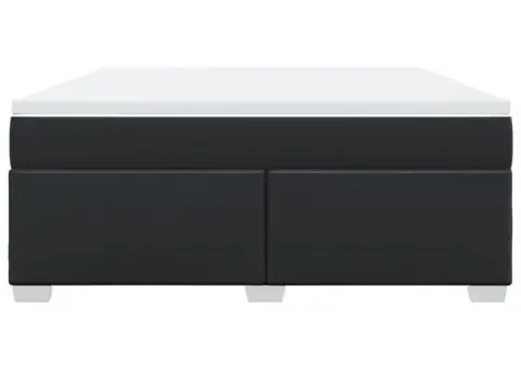 Pat box spring cu saltea, negru, 180x200 cm, piele ecologică - 4/5