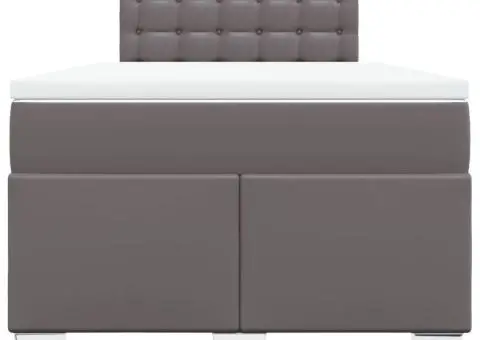 Pat box spring cu saltea, gri, 120x200 cm, piele ecologică - 4/5