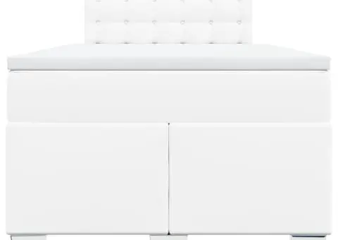 Pat box spring cu saltea, alb, 120x190 cm, piele ecologică - 4/5