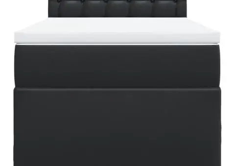 Pat continental cu saltea, negru, 80x200 cm, piele ecologică - 4/5