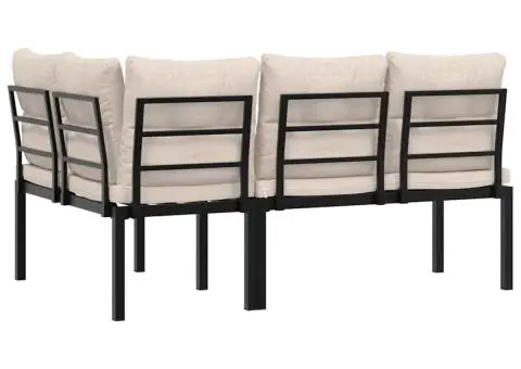 Bănci de grădină cu perne 2 buc negru oțel vopsit electrostatic - 5/5