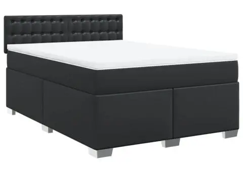 Pat box spring cu saltea, negru, 140x200 cm, piele ecologică - 2/5
