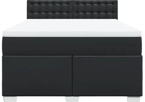 Pat box spring cu saltea, negru, 140x200 cm, piele ecologică - 4/5