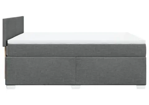 Pat continental cu saltea, gri închis, 160x200 cm, țesătură - 5/5