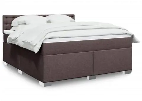 Pat continental cu saltea maro închis 180x200cm material textil - 1/5