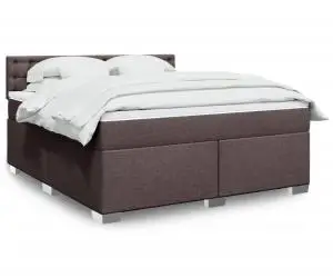 vidaXL Pat continental cu saltea maro închis 180x200cm material textil