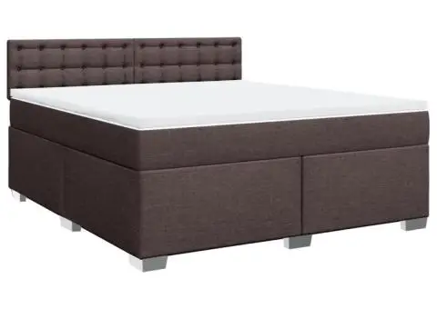 Pat continental cu saltea maro închis 180x200cm material textil - 2/5