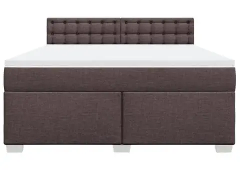 Pat continental cu saltea maro închis 180x200cm material textil - 4/5