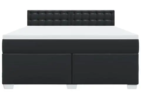Pat box spring cu saltea, negru, 180x200 cm, piele ecologică - 4/5