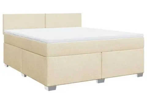 Pat continental cu saltea, crem, 180x200 cm, textil - 2/5