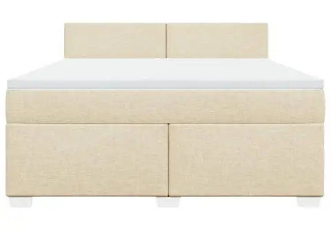 Pat continental cu saltea, crem, 180x200 cm, textil - 4/5