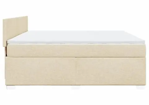 Pat continental cu saltea, crem, 180x200 cm, textil - 5/5
