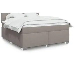 vidaXL Pat continental cu saltea, gri taupe, 180x200 cm, textil