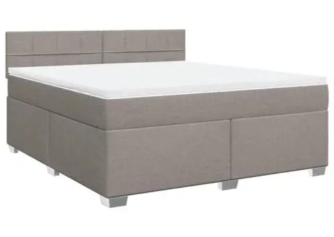 Pat continental cu saltea, gri taupe, 180x200 cm, textil - 2/5