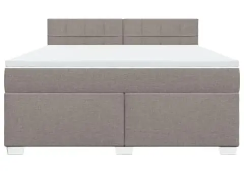 Pat continental cu saltea, gri taupe, 180x200 cm, textil - 4/5