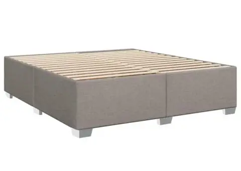 Pat continental cu saltea, gri taupe, 180x200 cm, textil - 5/5