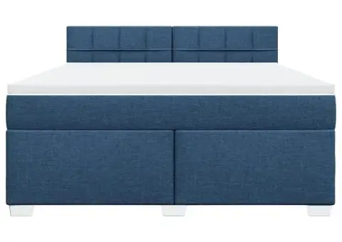 Pat box spring cu saltea, albastru, 180x200 cm, material textil - 4/5