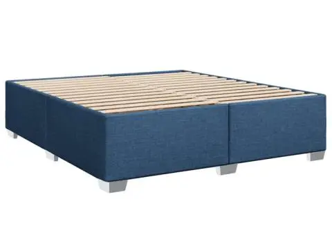 Pat box spring cu saltea, albastru, 180x200 cm, material textil - 5/5