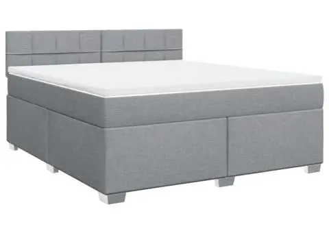 Pat continental, gri deschis, 180x200 cm, material textil - 2/5