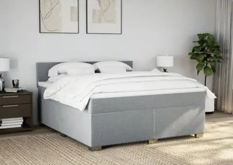 Pat continental, gri deschis, 180x200 cm, material textil - 3/5